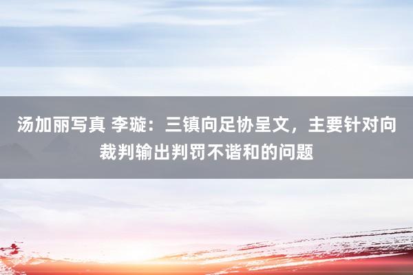 汤加丽写真 李璇：三镇向足协呈文，主要针对向裁判输出判罚不谐和的问题