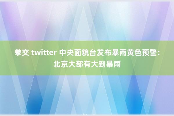 拳交 twitter 中央面貌台发布暴雨黄色预警：北京大部有大到暴雨