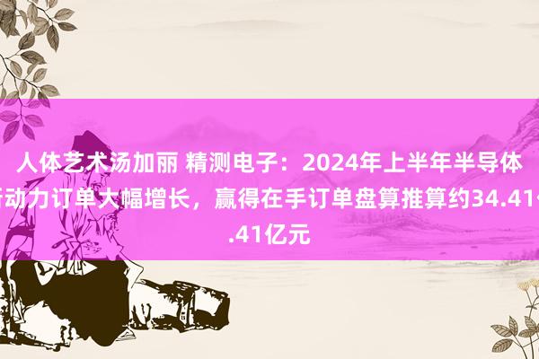 人体艺术汤加丽 精测电子：2024年上半年半导体、新动力订单大幅增长，赢得在手订单盘算推算约34.41亿元