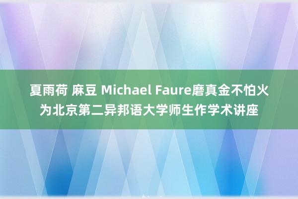 夏雨荷 麻豆 Michael Faure磨真金不怕火为北京第二异邦语大学师生作学术讲座